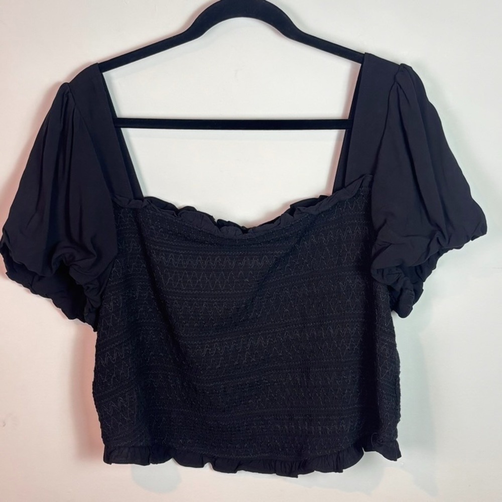 NEW Torrid Womens Black Smocked Puff Sleeve Crop Top sz 2X NWT! whimsigoth